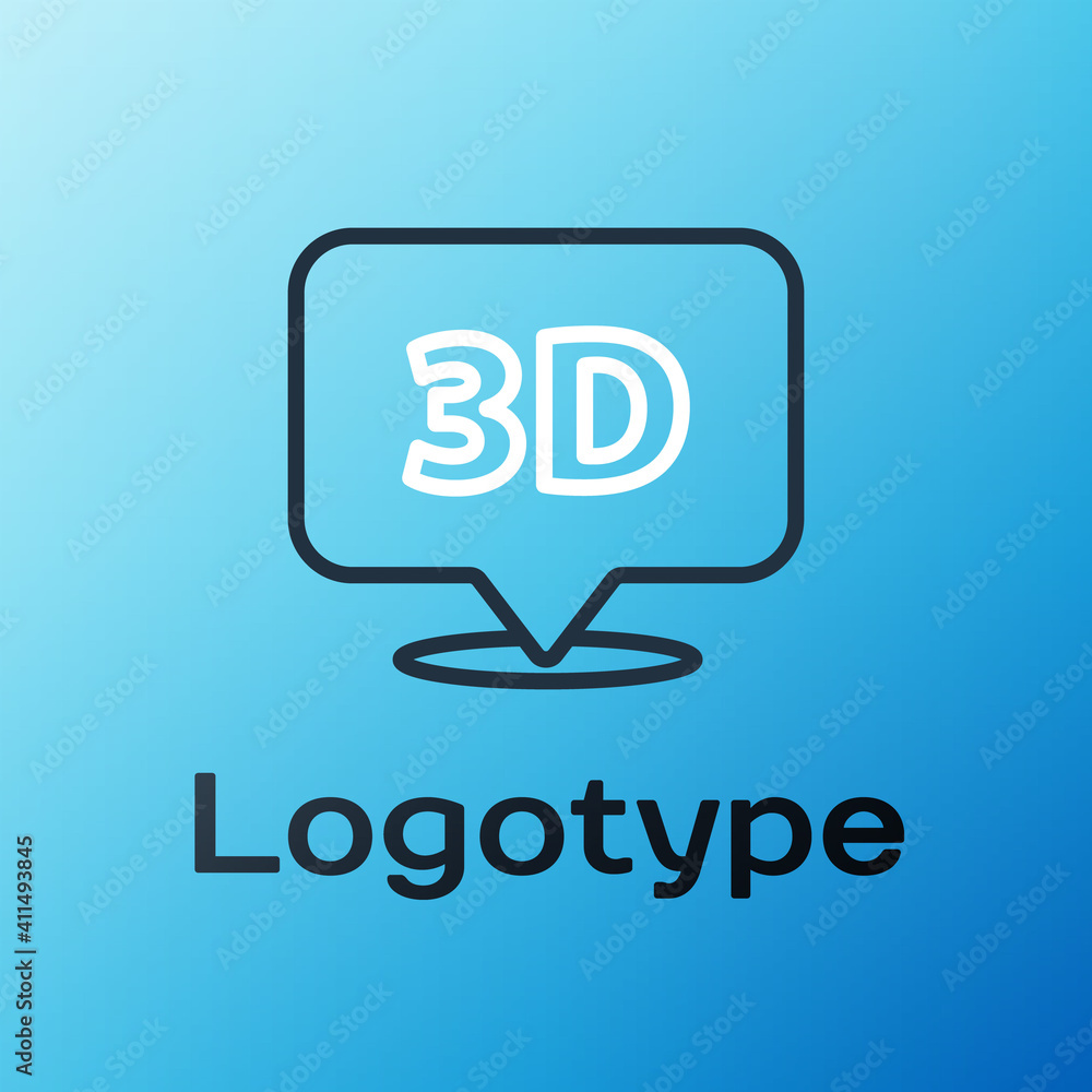 Poster line speech bubble with text 3d icon isolated on blue background. colorful outline concept. vector i
