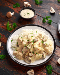 Creamy Chicken and mushroom with white rice