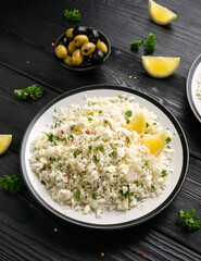 Greek Feta cheese Rice with lemon zest and herbs