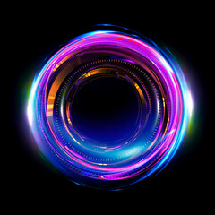 Vivid abstract background. Beautiful design of rotation frame.  .Mystical portal. Bright sphere lens. Rotating lines. Glow ring. .Magic neon ball. Led blurred swirl. Spiral glint lines. HUD