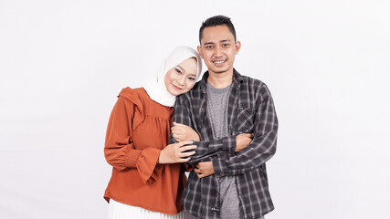 asian couple romantic style isolated white background