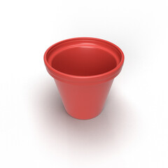 red pot on white background