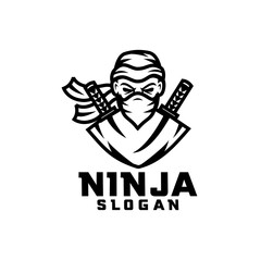 ninja vector mascot logo design illustration concept style for badge, emblem. Head Face ninja illustration for sport and esport team