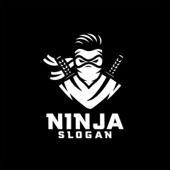 ninja vector mascot logo design illustration concept style for badge, emblem. Head Face ninja illustration for sport and esport team