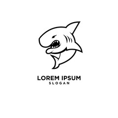 mascot angry shark sport game club team vector line outline logo template illustration design