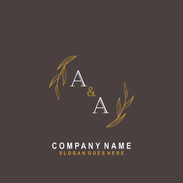 Initial AA beauty monogram and elegant logo design, handwriting logo of initial signature, wedding, fashion, floral and botanical with creative template