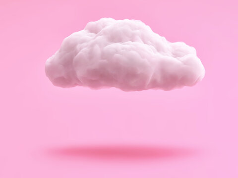 White cloud isolated on pink background. Clipping path included