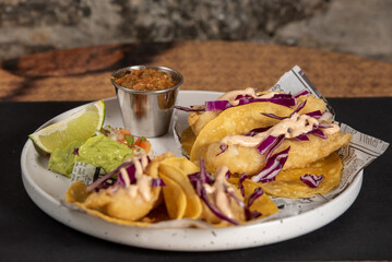 Fresh fish tacos with vegetables