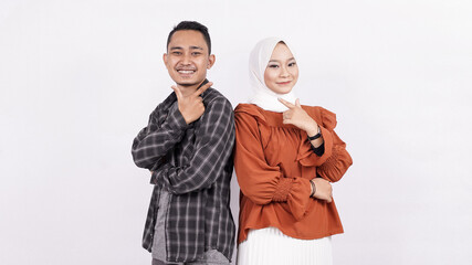 asian couple romantic style isolated white background