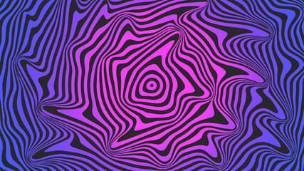 Psychedelic pattern background bright gradient radial curves diverge from the center, an imaginary fairy portal.