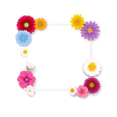 Frame With Flowers With Gradient Mesh, Vector Illustration