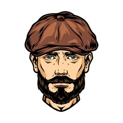 Trendy man head in irish cap