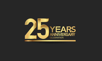 25 years anniversary celebration with elegant golden color isolated on black background can be use for special moment, party and invitation event