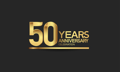 50 years anniversary celebration with elegant golden color isolated on black background can be use for special moment, party and invitation event