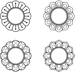 set of circle simple mandala on white background