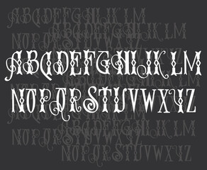vintage gothic font - vector