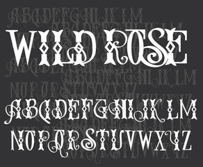Victorian vector font - vintage gothic fint