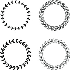 set of wreath border, round leaf border