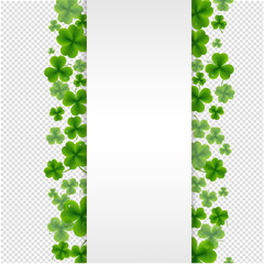 Banner With Clovers Transparent Background With Gradient Mesh, Vector Illustration.