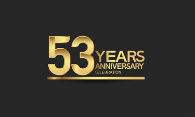53 years anniversary celebration with elegant golden color isolated on black background can be use for special moment, party and invitation event