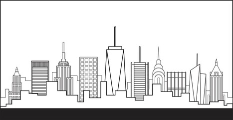 Obraz premium New York City highrise skyline simplicity outline flat design.