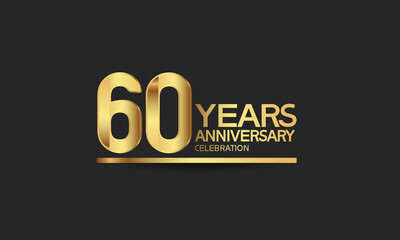60 years anniversary celebration with elegant golden color isolated on black background can be use for special moment, party and invitation event
