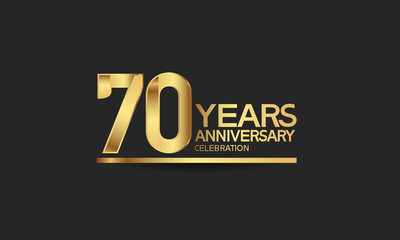 70 years anniversary celebration with elegant golden color isolated on black background can be use for special moment, party and invitation event