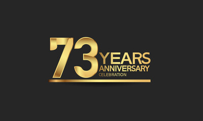 73 years anniversary celebration with elegant golden color isolated on black background can be use for special moment, party and invitation event