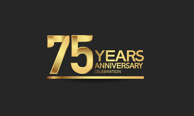 75 years anniversary celebration with elegant golden color isolated on black background can be use for special moment, party and invitation event