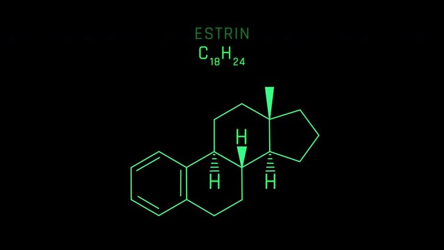 Estrin or oestrin Molecular Structure Symbol Neon Animation on black background