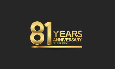 Obraz premium 81 years anniversary celebration with elegant golden color isolated on black background can be use for special moment, party and invitation event