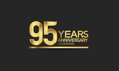 95 years anniversary celebration with elegant golden color isolated on black background can be use for special moment, party and invitation event