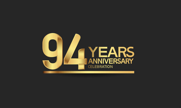 94 years anniversary celebration with elegant golden color isolated on black background can be use for special moment, party and invitation event