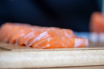 Chef Salmon on Fish Fillet Chopping Board