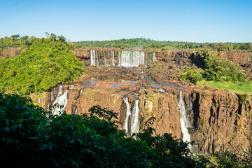 Fototapeta premium Landscape of the Iguacu National Park, a view of smaller waterfalls - Foz do Iguacu/Brazil