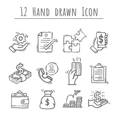 Business icons set, hand drawn Vector 12 Icons. Contains such Icons as Manufacturing, Engineer, Production, Settings and more, editable vector stroke.