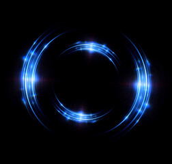 Vivid abstract background. Beautiful design of rotation frame.  .Mystical portal. Bright sphere lens. Rotating lines. Glow ring. .Magic neon ball. Led blurred swirl. Spiral glint lines. HUD
