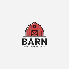 Barn line art logo vector illustration design