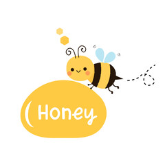 Obraz premium Bubble sign with bee cartoon icon on white background vector illustration.