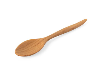 Wooden spoon on white background. Kitchenware concept