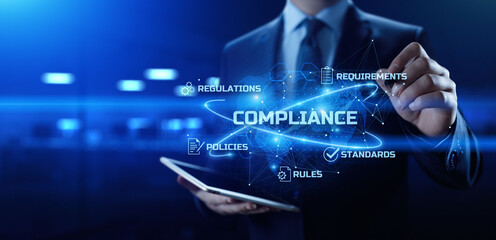 Compliance. Regulation. Standard. Rule. Business internet technology concept