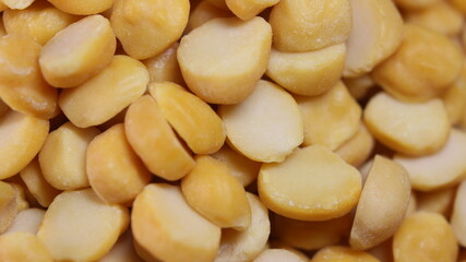 Yellow chickpea lentils seeds macro closeup view