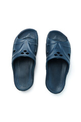 top view of men's rubber slippers isolated on white