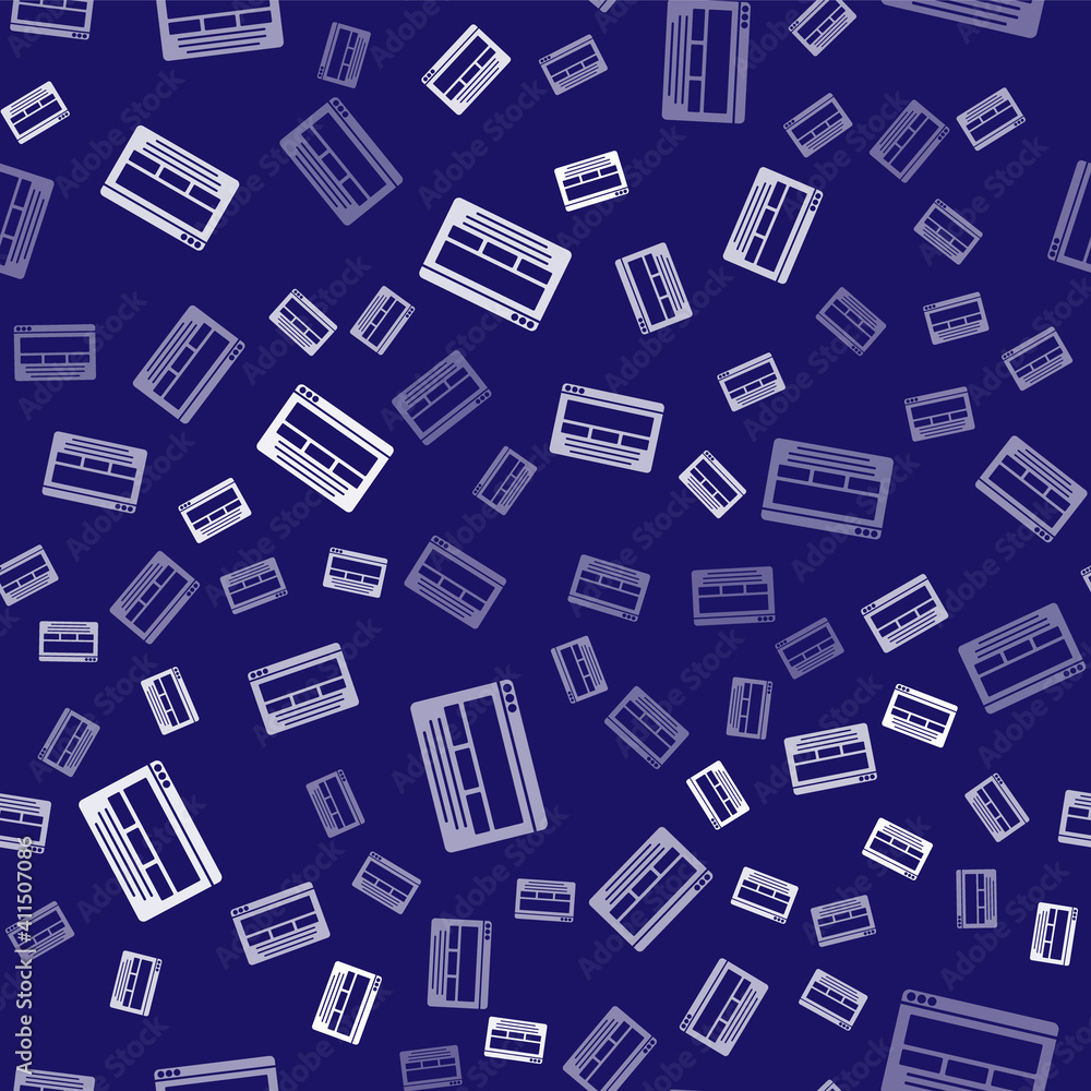 Poster white ui or ux design icon isolated seamless pattern on blue background. vector.
