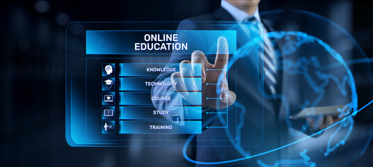 Online education internet learning e-learning concept on digital interface