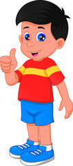 cartoon boy thumb up on