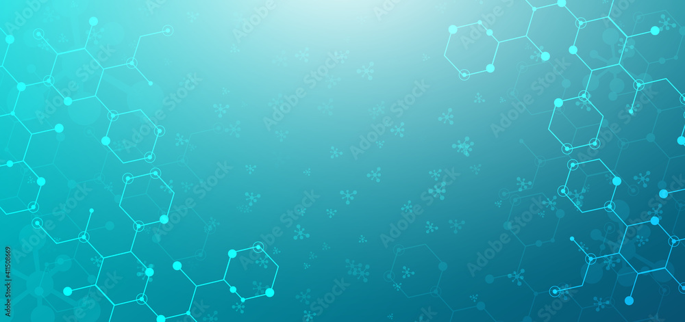 Aufkleber abstract hexagon pattern background. medical and science concept and structure molecule and communic
