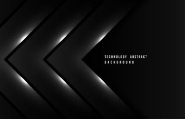 Abstract vector tech of black design decorative artwork futuristic with white glitters effect template. Overlapping 3D design header background. illustration vector