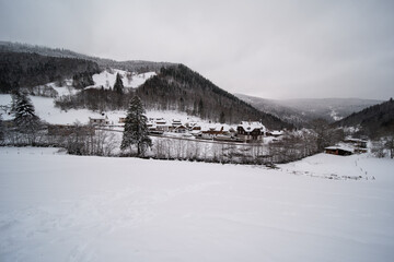 winter landscape in germany near brandenberg in the black forest 