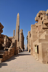 Columns and walls of Karnak Temple in Luxor, Egypt